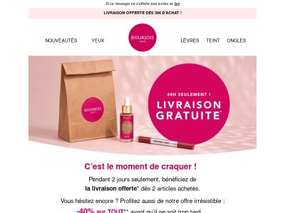EXCLU : Livraison offerte & -40% sur tout ! ✨