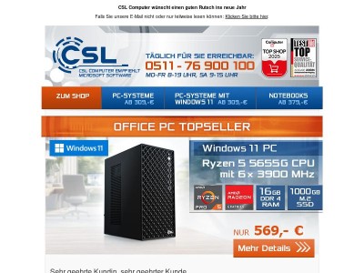 Von Office-PC bis Gaming Beast – dein CSL-PC fürs neue Jahr