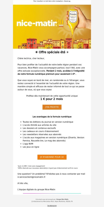 Offre spéciale été : 1€ pour 2 mois