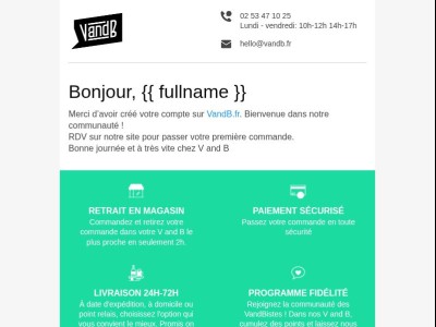 Bienvenue chez V and B: {{ fullname }}