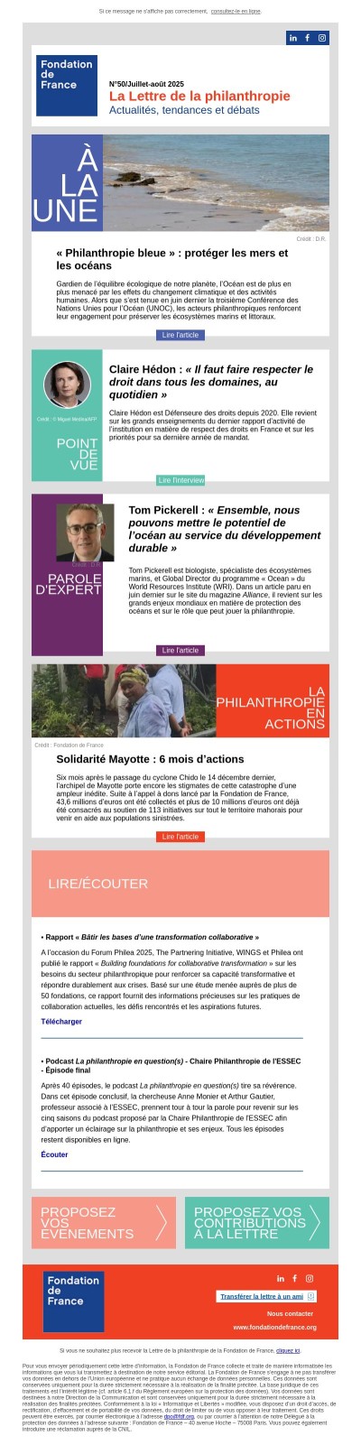 « Philanthropie bleue » : protéger les mers et les océans - La Lettre de la philanthropie N°50