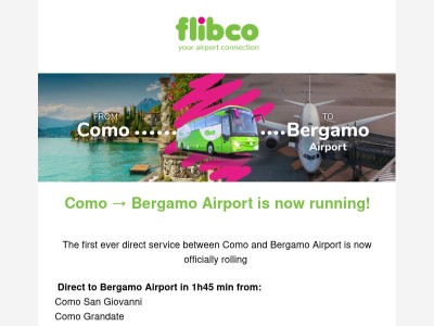 Como → Bergamo Airport: we're live today! 🎉