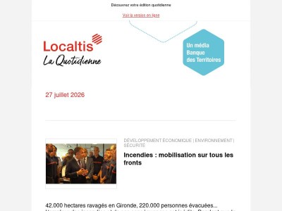 Actualités Localtis du mardi 28 juillet 2026