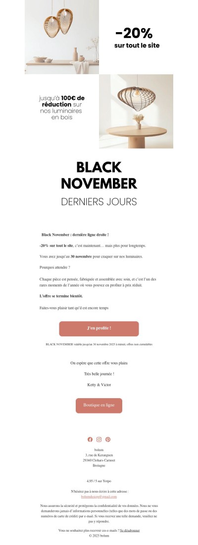 Tout le site à -20% 🖤