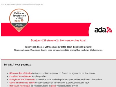 {{ firstname }}, bienvenue chez Ada !