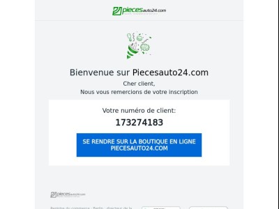 Votre inscription sur le site Piecesauto24.com