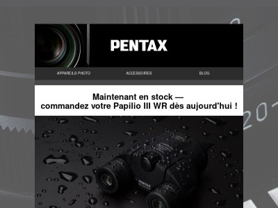 Maintenant en stock : le nouveau PENTAX Papilio III WR