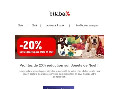 Derniers jours : 🔥 -20 % sur les jouets pour chiens et chats
