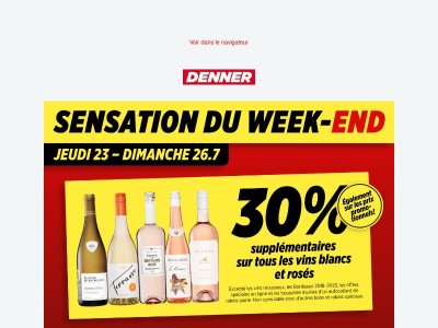 🍷🌸 30% supplémentaires sur tous les vins blancs et rosés