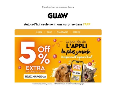 Aujourd’hui seulement dans l’APP, 5 % de remise en plus sur chaque commande 📲