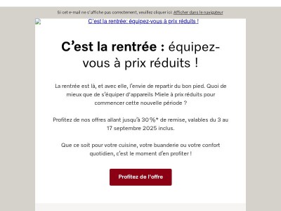 Offre de rentrée limitée : jusqu’à -30 % sur une sélection de produits