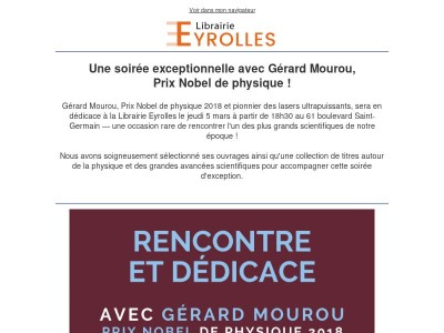 Dédicace exclusive avec Gérard Mourou - Prix Nobel de physique 2018 !