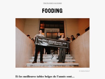 Découvrez le palmarès Fooding Belgique 2026 !