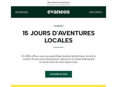 Où partir 2 semaines en 2026 ?