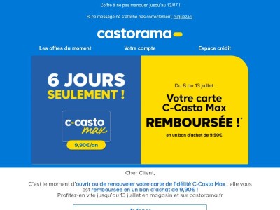 Votre carte C-Casto Max remboursée !