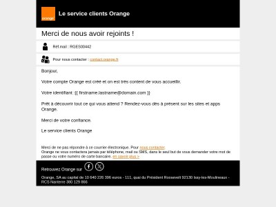 Votre compte Orange a bien été créé