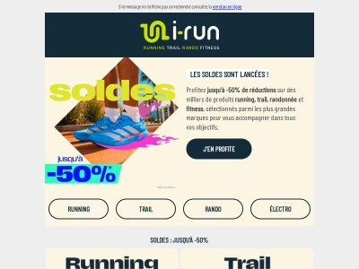 SOLDES I-RUN : jusqu’à -50% sur vos marques running préférées