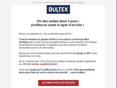 J-3 avant la fin des Soldes Bultex !