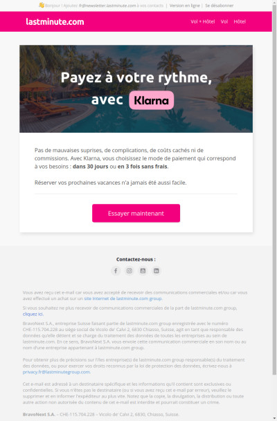 Klarna est maintenant disponible pour réserver vos vacances