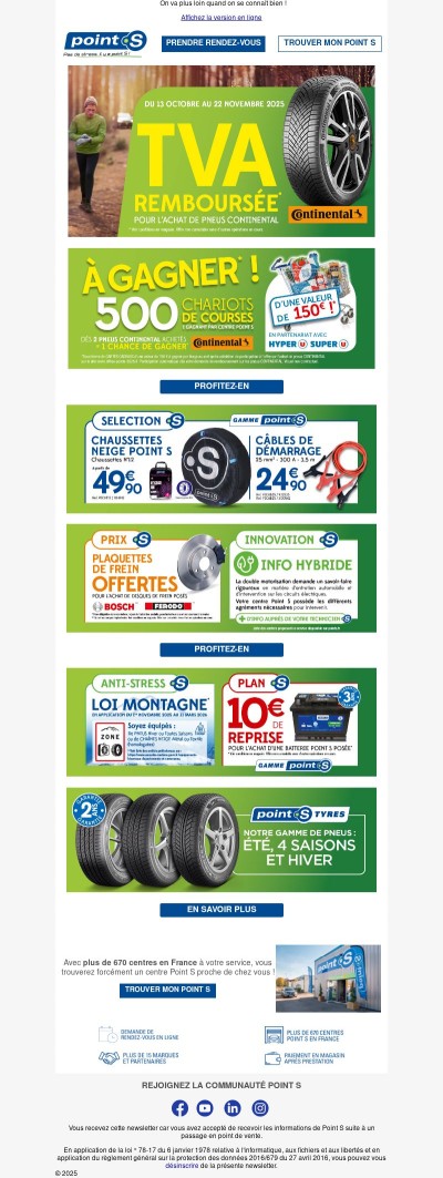Point S vous rembourse la TVA pour l'achat de pneus CONTINENTAL !
