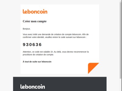 Votre code de vérification leboncoin