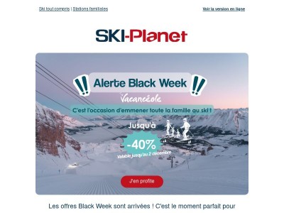 ALERTE BLACK WEEK ! Jusqu'à -40% pour des vacances en famille ❄️