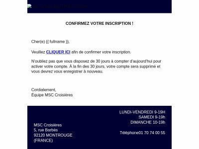 MSC Croisières - Inscription