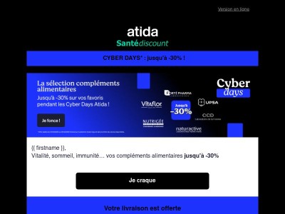 ⚡ Cyber Days Compléments Alimentaires : jusqu'à -30% !