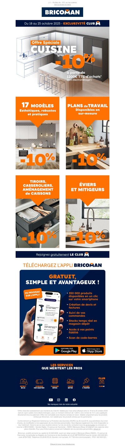 J-1 – Profitez de -10% sur les cuisines