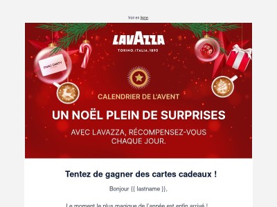 🎁 Calendrier de l’avent Lavazza : découvrez chaque jour une surprise !