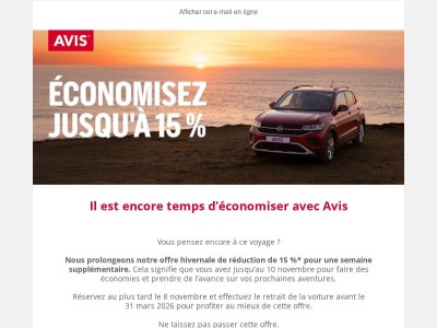 Surprise ! Une semaine de plus pour économiser 15 %