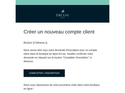 Ercuis.com - Nouveau compte enregistré
