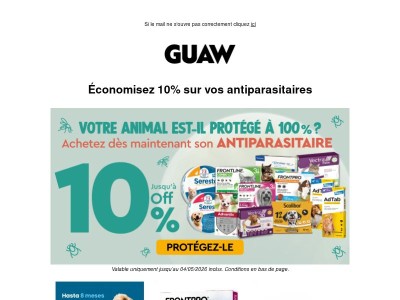 🦟 Antiparasitaires : -10% sur pipettes, colliers et comprimés