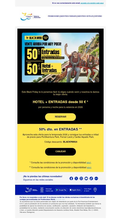 Black Week: desde 50€ en Hotel+Entradas o -50% en entradas