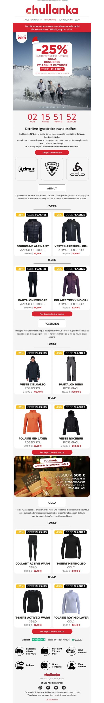 Rossignol, Odlo & Azimut à -25% ce week-end !