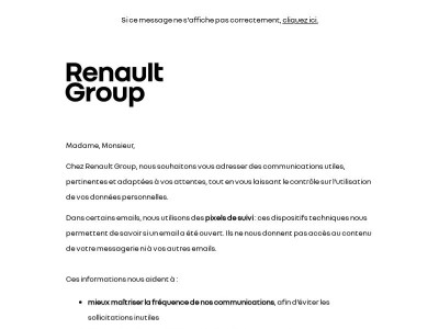 Vos communications Renault Group: plus de transparence sur l’utilisation des pixels de suivi