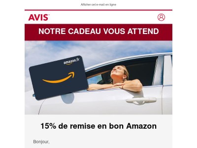 Récupérez 15 % de votre réservation en carte cadeau Amazon