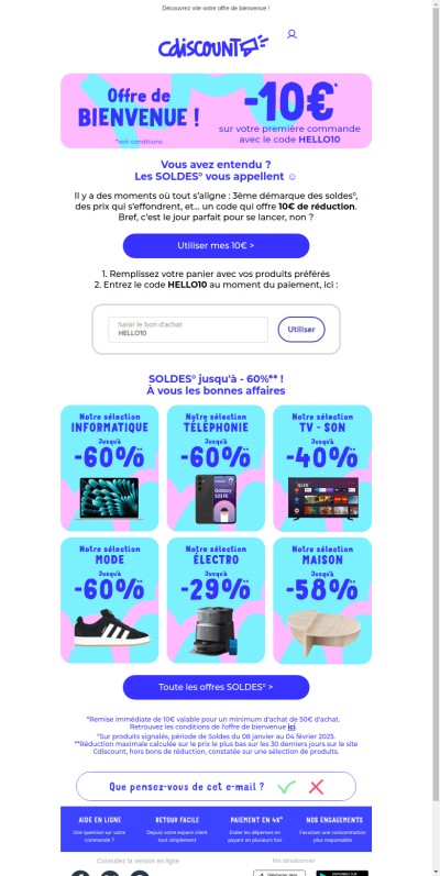 SOLDES° jusqu'à -60% + 10€ offerts 💫