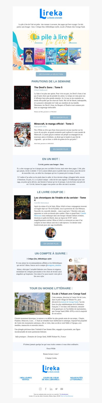 🗞️ Lectures d'été | George Sand à l'honneur | Nouveautés à dévorer