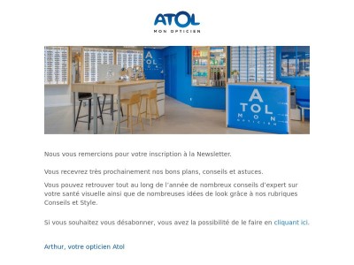 Votre inscription à la newsletter Atol a bien été prise en compte