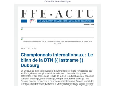 FFE ACTU : Au sommaire cette semaine...