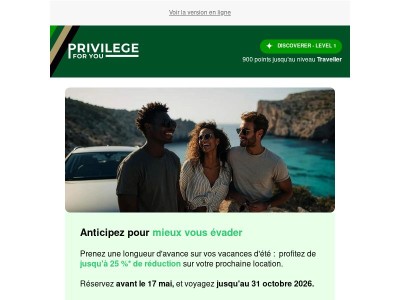 Réservez tôt : jusqu’à -25%