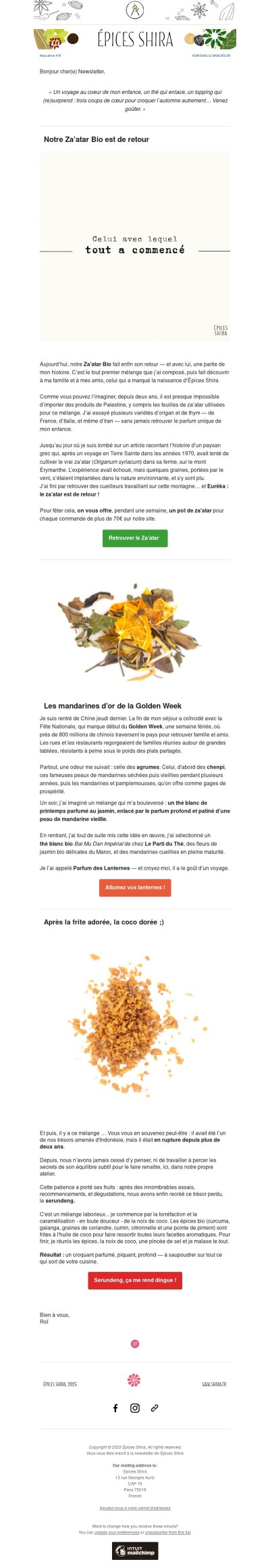 🌱 Le za'atar fait sa rentrée, le serundeng est de retour, et une nouveauté automnale