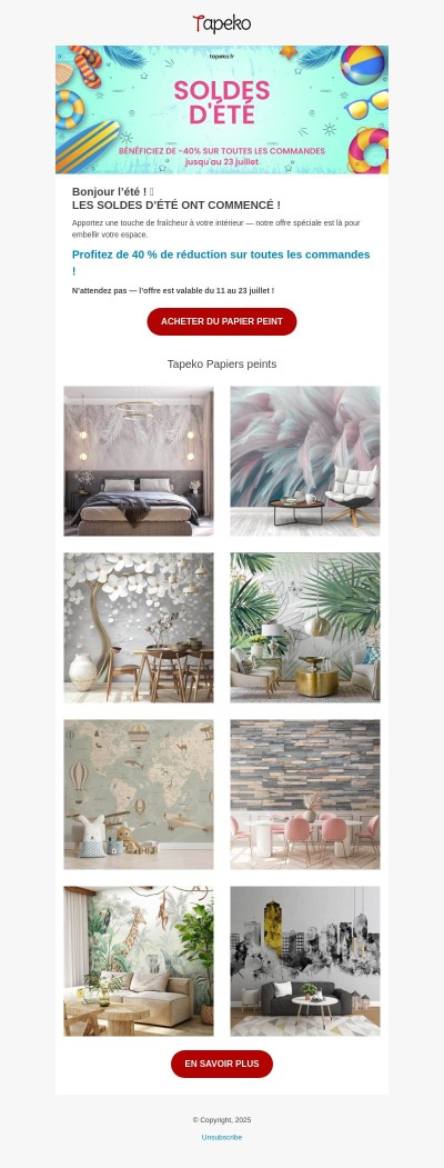 🍋🌴 Offre estivale rafraîchissante – 40 % de réduction sur tout ! Jusqu’au 23 juillet