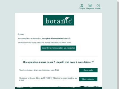 Confirmez votre inscription à la newsletter botanic®