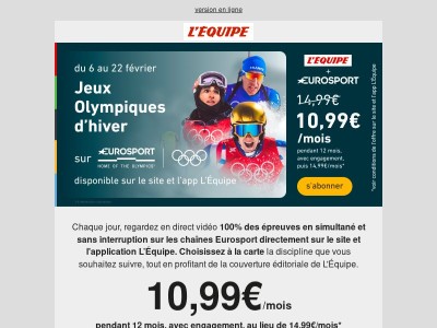 Regardez l'intégralité des Jeux Olympiques d'hiver 🏅