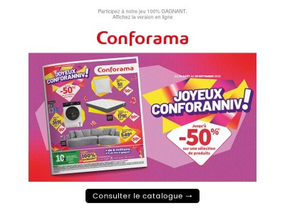 NOUVEAU CATALOGUE Joyeux Conforannniv : jusqu'à -50% sur une sélection de produits !