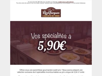 Une sélection de spécialités à 5,90€
