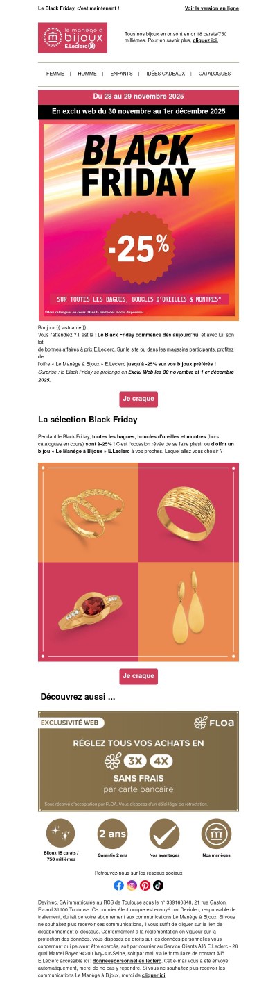 Le Black Friday : -25% sur vos bijoux ✨