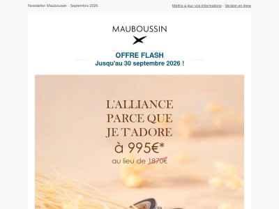 Offre flash : l'alliance diamants "Parce que je t'Adore" est à 995€ au lieu de 1870€ !
